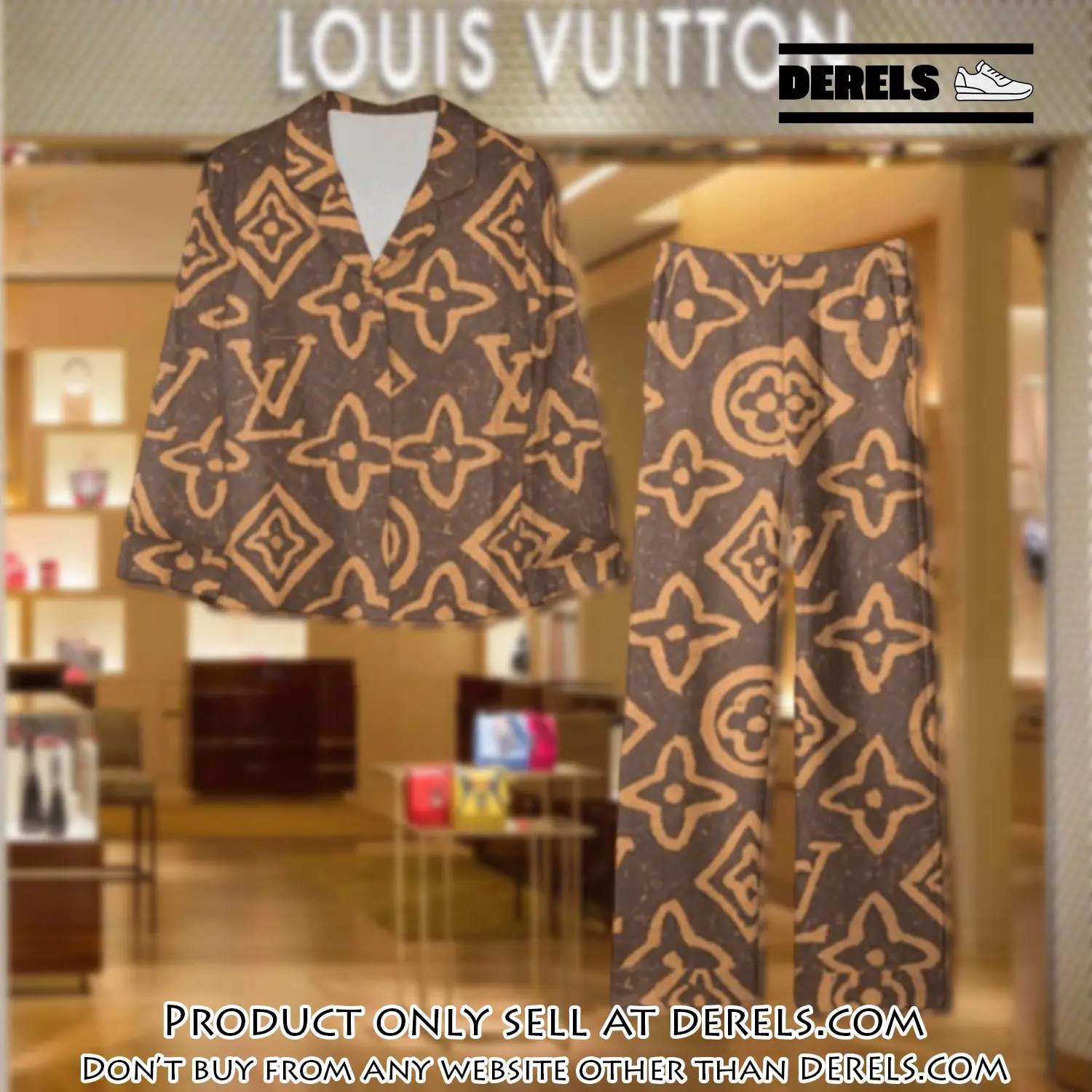 Trending luxury lv satin pajama set pjs1103 dr3428419